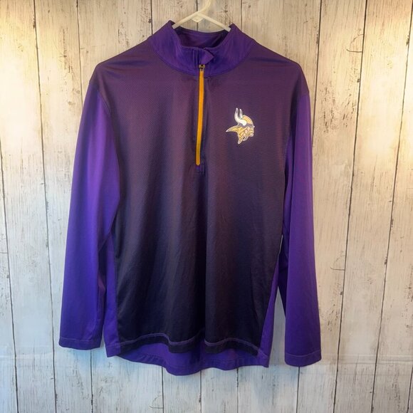 Minnesota Vikings Majestic Cool Base 1/2 Zip Pullover Men L Purple - Picture 1 of 6